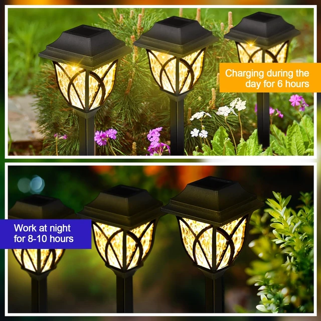 Alt view image 6 of 7 - Hortsun 20 Pack Solar Pathway Lights Outdoor Landscape Waterproof Garden LED Lights for Yard Patio Lawn Pathway House Shape Decorative Warm White(Modern)