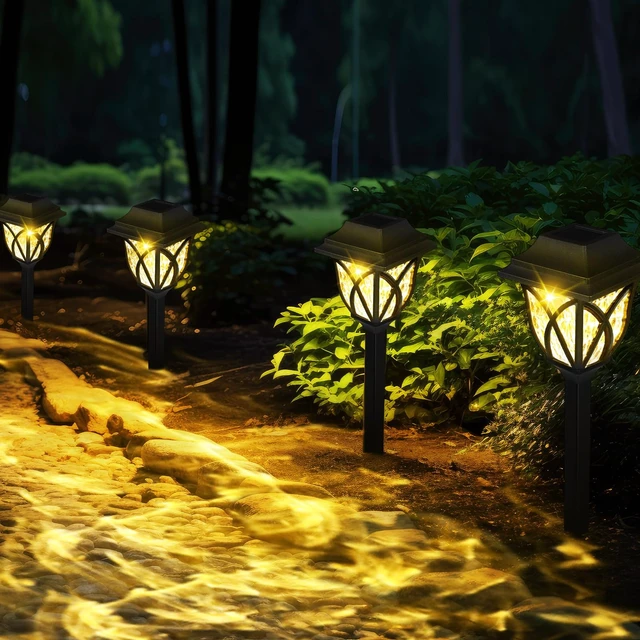 Alt view image 7 of 7 - Hortsun 20 Pack Solar Pathway Lights Outdoor Landscape Waterproof Garden LED Lights for Yard Patio Lawn Pathway House Shape Decorative Warm White(Modern)