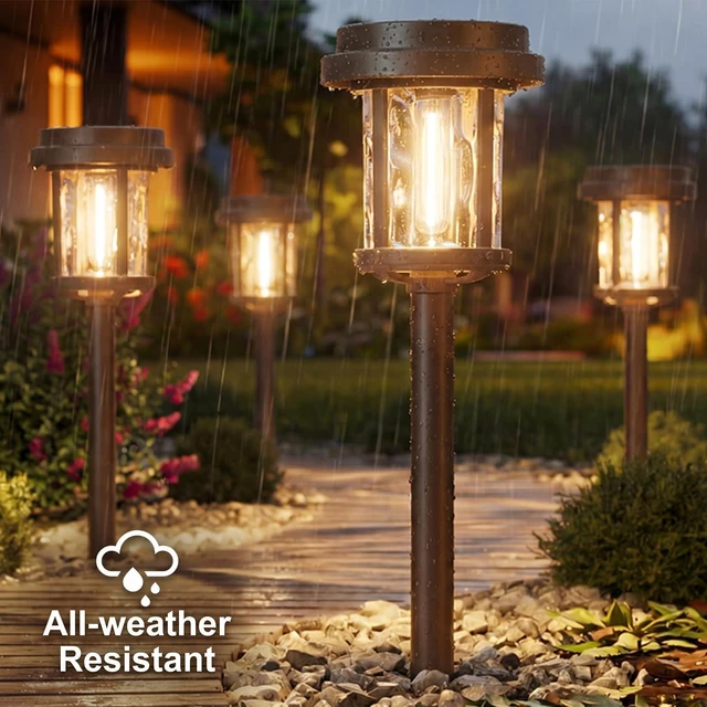 Alt view image 4 of 7 - XMCOSY+ Solar Pathway Lights, 6 Pack Solar Outside Garden Landscape Lights | 10H All-Night, 20 Lumens Bright Warm White Light, Glass & Metal Waterproof Auto On/Off Outdoor Solar Powered for Pathways