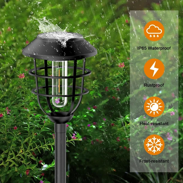 Alt view image 3 of 7 - Bright Solar Lights Outdoor, Metal Solar Pathway Lights Outdoor IP65 Waterproof 6 Pack Solar Garden Lights with Auto On Off for Yard, Patio, Walkway, Driveway and Landscape Decoration,Warm White