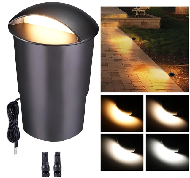 Main image of Varmtalys Low Voltage Well Lights - 5 Colors Temp IP67 In-Ground Light, 2700K/3000K/3500K/4000K/5000K Outdoor 12V LED Turret Top Landscape Lighting, ORB Aluminum for Pathway Deck Patio 3W 170LM
