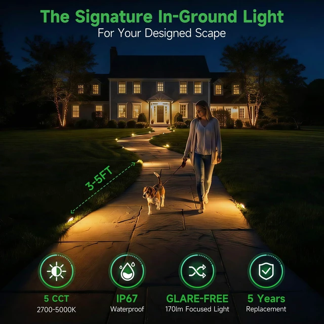 Alt view image 2 of 7 - Varmtalys Low Voltage Well Lights - 5 Colors Temp IP67 In-Ground Light, 2700K/3000K/3500K/4000K/5000K Outdoor 12V LED Turret Top Landscape Lighting, ORB Aluminum for Pathway Deck Patio 3W 170LM