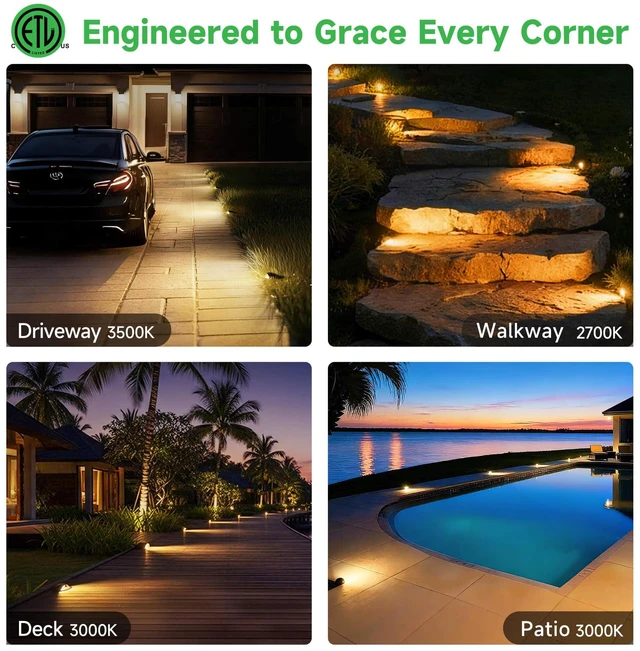 Alt view image 4 of 7 - Varmtalys Low Voltage Well Lights - 5 Colors Temp IP67 In-Ground Light, 2700K/3000K/3500K/4000K/5000K Outdoor 12V LED Turret Top Landscape Lighting, ORB Aluminum for Pathway Deck Patio 3W 170LM