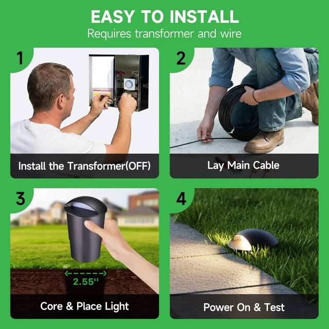 Alt view image 7 of 7 - Varmtalys Low Voltage Well Lights - 5 Colors Temp IP67 In-Ground Light, 2700K/3000K/3500K/4000K/5000K Outdoor 12V LED Turret Top Landscape Lighting, ORB Aluminum for Pathway Deck Patio 3W 170LM
