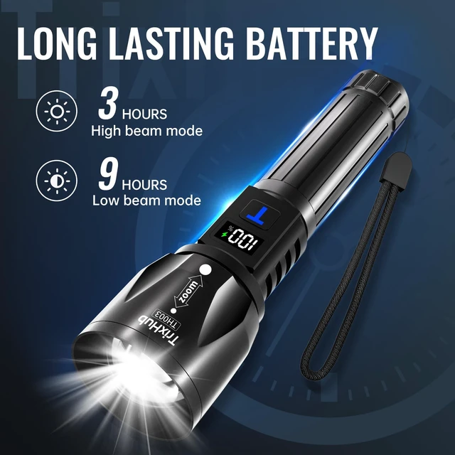 Alt view image 3 of 7 - TrixHub Rechargeable Flashlights High Lumens 2Pack, 5Mode Flash Light with LCD Digital Display, Super Bright Adjustable Tactical Flashlight, High Powered LED Handheld Flashlight for Home