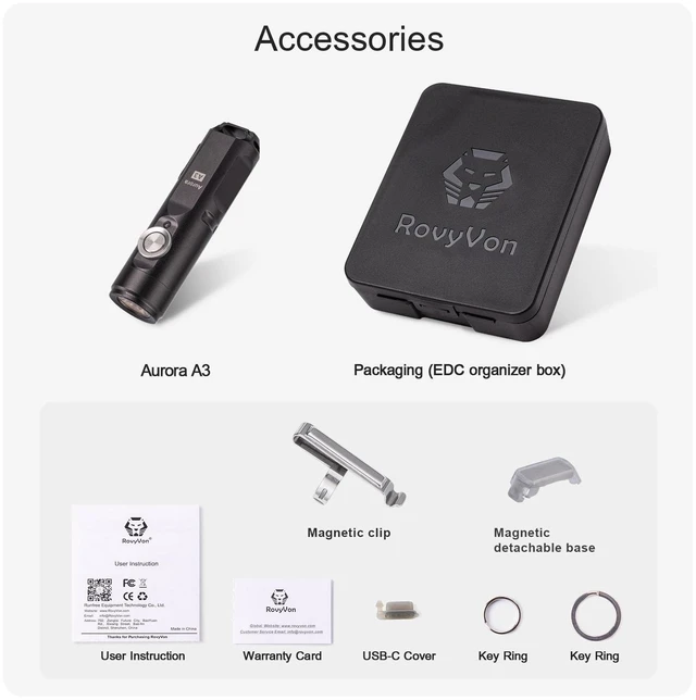Alt view image 7 of 7 - RovyVon A3 Gen 4 Mini Keychain Flashlight Super Bright 650 Lumens | USB C Rechargeable EDC Flashlight, 5 Brightness Levels, Compact and Portable Small Light for Daily Carry, Camping, Emergency