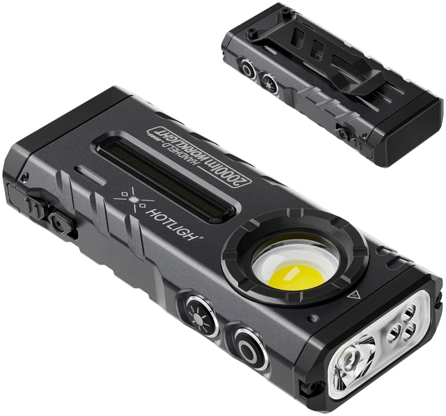 Main image of HOTLIGH ZF8324 Flat EDC Flashlight, 2000LM Rechargeable Flashlight | Magnetic Pocket Flashlight with Clip, White & Warm Light, 365nm & 395nm UV Light, for Camping, Outdoor & Emergency