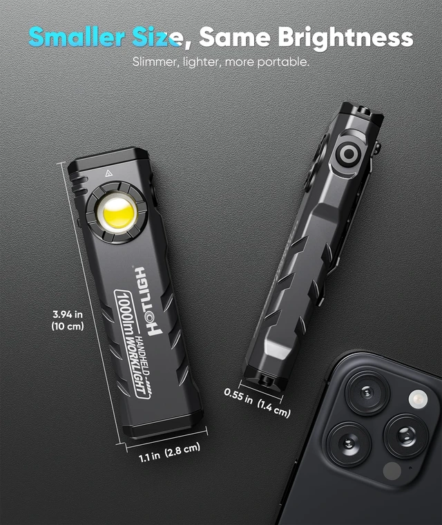 Alt view image 6 of 6 - HOTLIGH ZF8329 Rechargeable EDC Flashlight, 1000Lumens LED Flashlight Rechargeable with Turbo Mode, Small Flashlight with Magnetic Base & Clip, Pocket Flashlight for Home, Camping and Emergencies
