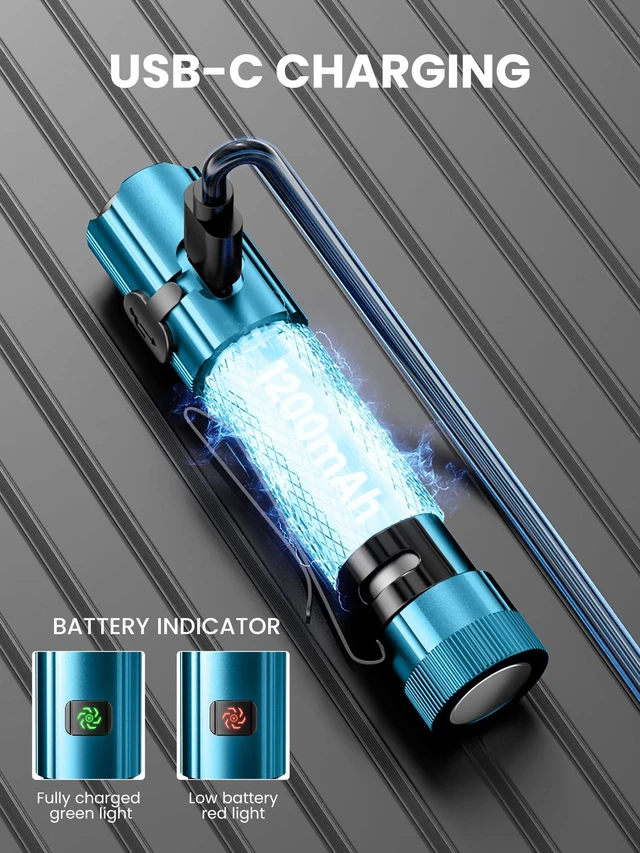 Alt view image 4 of 7 - Mini Pen Flashlight 1500 High Lumens, EDC Small Handheld LED Flashlight | Rechargeable with USB-C, 6 Modes, Magnetic Base, Pocket Clip, Waterproof Pocket Flash Light for Camping, Emergency