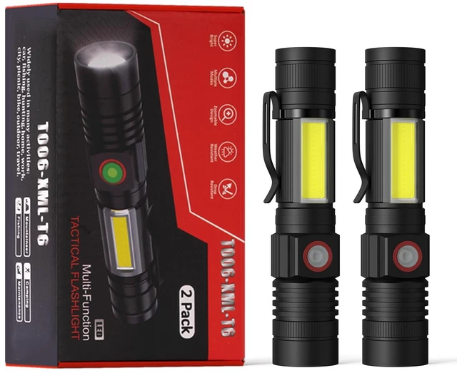 Main image of Hoxida Flashlight USB Rechargeable,LED Magnetic with COB Sidelight 2PCS | 1100 Lumens,COB Sidelight,Zoomable Beam Provide Hands-free,USB C Charging IPX5 Waterproof for Home,Camping,repairs,Emergency