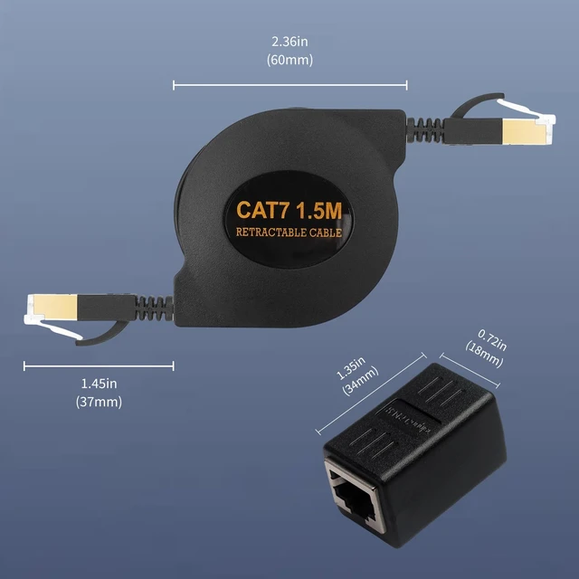 Alt view image 2 of 5 - CAT7 Retractable Ethernet Cable, Retractable Flat 5FT RJ45 High-Speed LAN Internet Patch Cable, Easy to Carry for Laptop & Travel 2-Pack