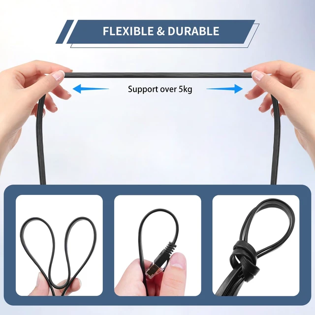 Alt view image 5 of 5 - CAT7 Retractable Ethernet Cable, Retractable Flat 5FT RJ45 High-Speed LAN Internet Patch Cable, Easy to Carry for Laptop & Travel 2-Pack