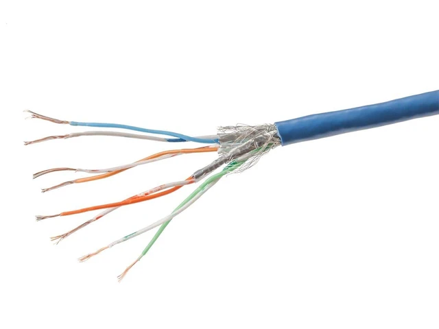 Alt view image 5 of 6 - Monoprice Cat7 15ft Blue Patch Cable Double Shielded (S/FTP) 26AWG 10G Pure Bare Copper Snagless RJ45 Entegrade Series Ethernet Cable