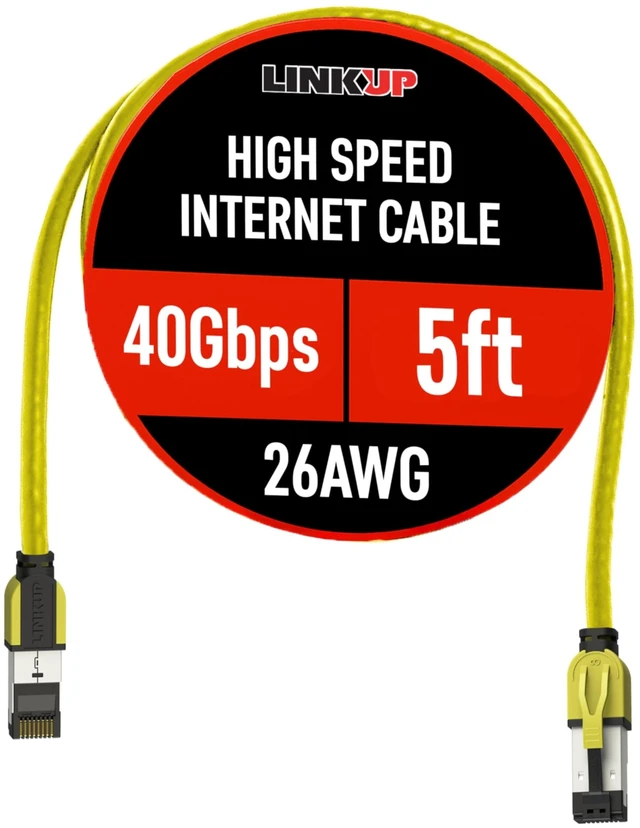 Main image of LINKUP Cat 8 Ethernet Cable | Long Internet Cord | High Speed LAN Connection | RJ45 connectors | Use with Cat 5/ Cat 6/ Cat 7 | Optimal for Gaming