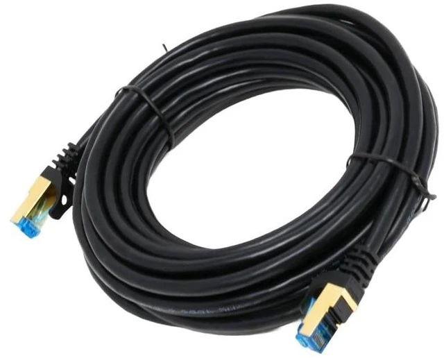 Main image of QualGear Cat 7 Ethernet Patch Cable, 50 Feet, Blue | 10 Gbps, 600 MHz, Double Shielded S/FTP, 26 AWG OFC, PoE Supported, QG-CAT7R-50FT-BLU