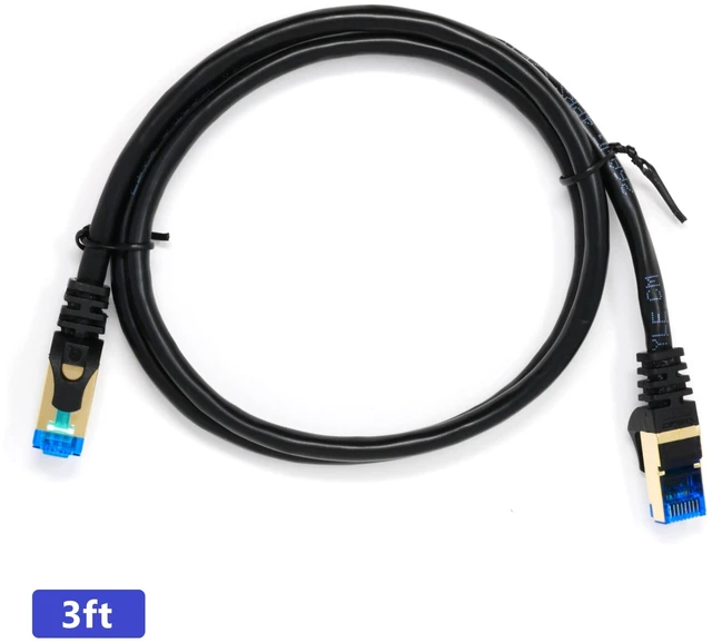 Alt view image 7 of 7 - QualGear Cat 7 Ethernet Patch Cable, 50 Feet, Blue | 10 Gbps, 600 MHz, Double Shielded S/FTP, 26 AWG OFC, PoE Supported, QG-CAT7R-50FT-BLU