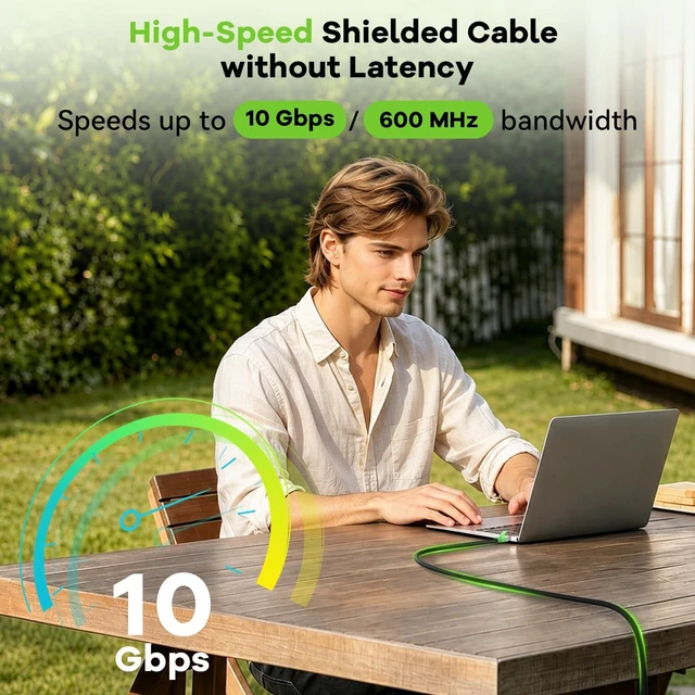 Alt view image 5 of 7 - VOIETOLT Cat 7 Outdoor Ethernet Cable 50 ft Support POE, Pure Copper Internet Cable Shielded 24AWG 600MHz, Direct Burial Waterproof LAN Cable, UV, LLDPE, Cat 7 Ethernet Cable F/FTP with 20 Ties