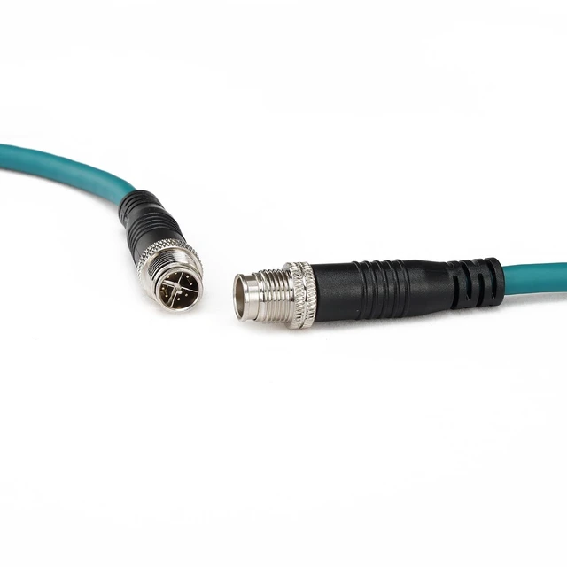 Alt view image 3 of 4 - ZBLZGP M12 XCode 8Pin Male to Male Cat7e Shielded 10Gbps GigE Cable, 1M (3.3Ft) PROFINET/EtherNet/IP Cable for Machine Vision, Industrial Automation Dark Green