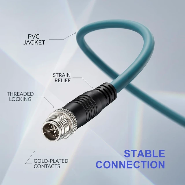 Alt view image 2 of 7 - Eonvic M12 Ethernet Cable X-Code Cat7e 8 Position High Flex Shielded Industrial Gigabit Ethernet Networks Cable for Industrial Application (50CM)