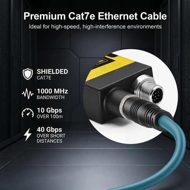 Alt view image 7 of 7 - Eonvic M12 Ethernet Cable X-Code Cat7e 8 Position High Flex Shielded Industrial Gigabit Ethernet Networks Cable for Industrial Application (50CM)