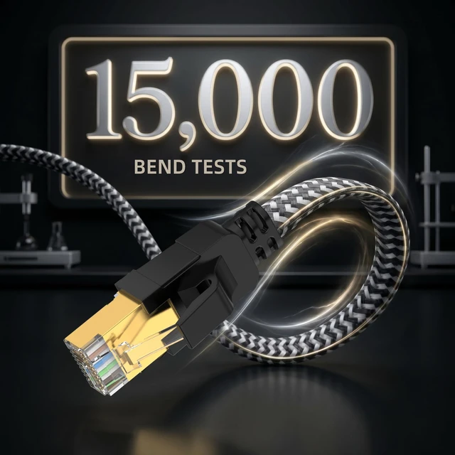 Alt view image 5 of 7 - Molltto Cat 8 50 FT Flat Ethernet Cable, 40Gbps Braided LAN Cable | 40Gbps 2000MHz SFTP Braided LAN Cable for Gaming, Streaming, Work, PS5, PS4, Xbox, Modem, Laptop