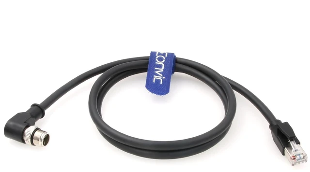 Alt view image 2 of 5 - Eonvic Ethernet Cable M12 X-Type Right Angle 8 Position to RJ45 Waterproof Industrial Shielded Network High Flex Cable for Cognex