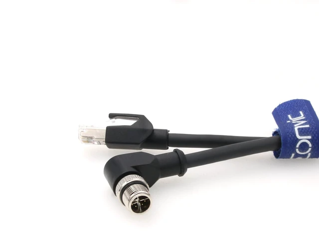 Alt view image 3 of 5 - Eonvic Ethernet Cable M12 X-Type Right Angle 8 Position to RJ45 Waterproof Industrial Shielded Network High Flex Cable for Cognex