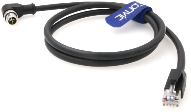 Alt view image 4 of 5 - Eonvic Ethernet Cable M12 X-Type Right Angle 8 Position to RJ45 Waterproof Industrial Shielded Network High Flex Cable for Cognex