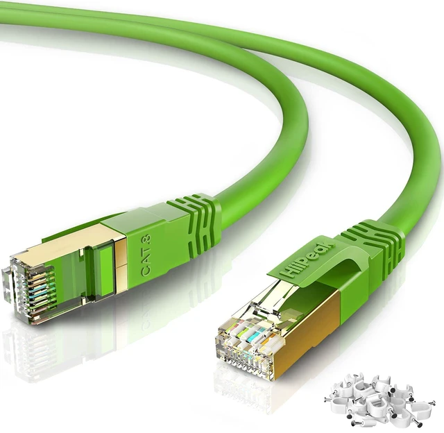 Main image of Cat8 Ethernet Cable 30FT, Indoor&Outdoor Heavy Duty High Speed 26AWG Cat8 Network LAN Cable 2000Mhz, 40Gbps with Gold Plated RJ45 Connector Weatherproof S/FTP UV Resistant for Router Modem PC Green
