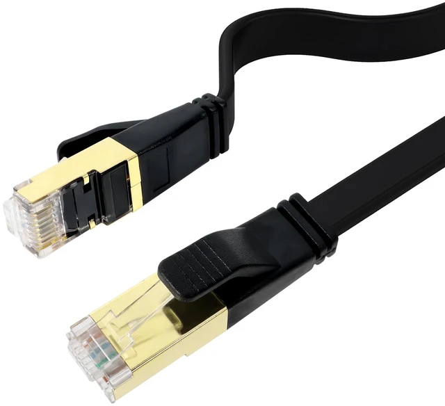 Main image of xyaudio Cat8 High Speed Ethernet Cable, Flat LAN Patch Cable, 2000MHz 40Gbps, S/FTP Shielded RJ45 Connectors with Golden Plugs for Router, Modem, Gaming, Home Office,Faster Than Cat6/Cat7, 30ft, 1pk