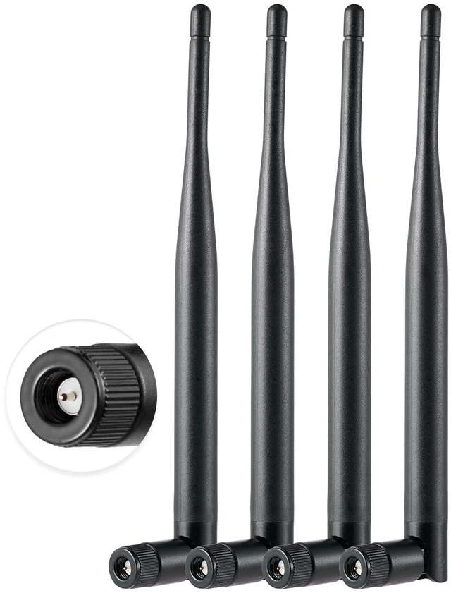Main image of POBADY 4PCS Dual Band WiFi Antenna 2.4GHz 5GHz 5.8GHz Antenna SMA Male Antenna 5dBi 19cm/7in for WiFi Router Wireless Camera DVR Reverse Monitor
