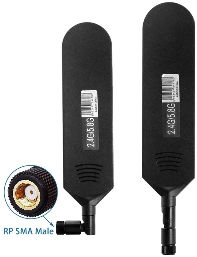 Alt view image 3 of 5 - CHUNCHEN Dual Band WiFi 2.4GHz 5.8GHz 12dBi High Gain Omnidirectional Glue Stick Antenna RP SMA Male Connector Antenna for WiFi Router Wireless Network Card (Black,2pcs)