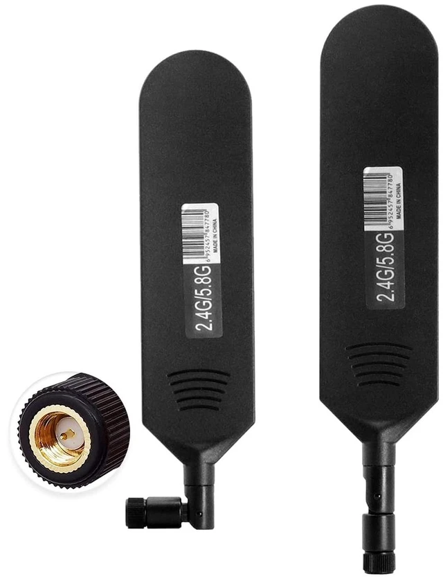 Main image of POBADY Dual Band WiFi 2.4GHz 5.8GHz 12dBi High Gain Omnidirectional Glue Stick Antenna SMA Male Connector Antenna for WiFi Router Wireless Network Card (Black,2pcs)
