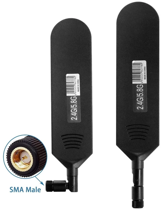 Alt view image 3 of 5 - POBADY Dual Band WiFi 2.4GHz 5.8GHz 12dBi High Gain Omnidirectional Glue Stick Antenna SMA Male Connector Antenna for WiFi Router Wireless Network Card (Black,2pcs)