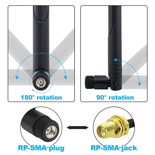 Alt view image 4 of 7 - Kaunosta External WiFi Bluetooth Antenna 2 Sets - 22DBI Long Range MIMO RP-SMA Male Aerial Antenna and 10FT RP-SMA RG174 Extension Cable for Wireless Router Network Devices PC Camera USB Adapter