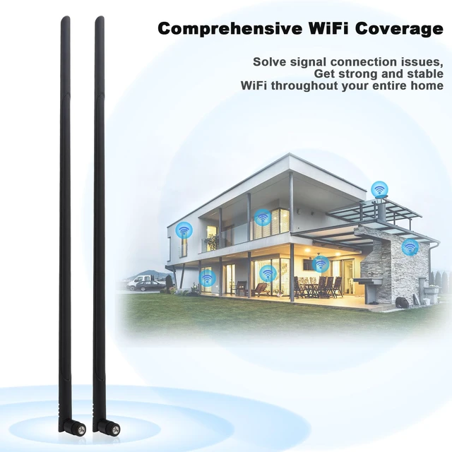 Alt view image 7 of 7 - Kaunosta External WiFi Bluetooth Antenna 2 Sets - 22DBI Long Range MIMO RP-SMA Male Aerial Antenna and 10FT RP-SMA RG174 Extension Cable for Wireless Router Network Devices PC Camera USB Adapter