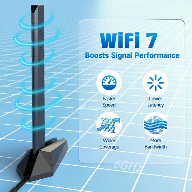 Alt view image 3 of 7 - Eightwood WiFi 7 Gaming PC Motherboard Antenna, Tri-Band, Push-On Connector | Magnetic Base Antenna for ASUS ROG Strix, TUF Gaming, ROG Crosshair, ProArt, Prime Series WiFi 7 Motherboards