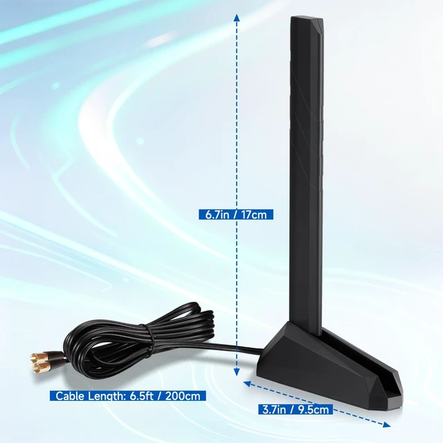 Alt view image 6 of 7 - Eightwood WiFi 7 Gaming PC Motherboard Antenna, Tri-Band, Push-On Connector | Magnetic Base Antenna for ASUS ROG Strix, TUF Gaming, ROG Crosshair, ProArt, Prime Series WiFi 7 Motherboards