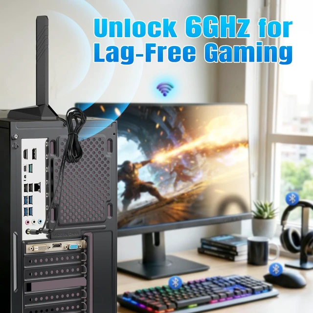 Alt view image 7 of 7 - Eightwood WiFi 7 Gaming PC Motherboard Antenna, Tri-Band, Push-On Connector | Magnetic Base Antenna for ASUS ROG Strix, TUF Gaming, ROG Crosshair, ProArt, Prime Series WiFi 7 Motherboards