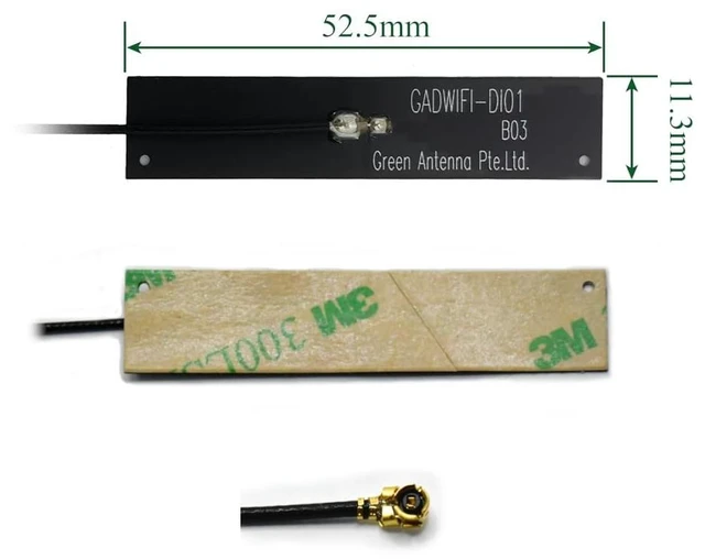 Alt view image 2 of 2 - Dual Band WiFi Antenna, 2.4GHz/5GHz FPC, IPEX1 Connector with Various Cable Length, 3-Pack, Black (15CM Cable Length)