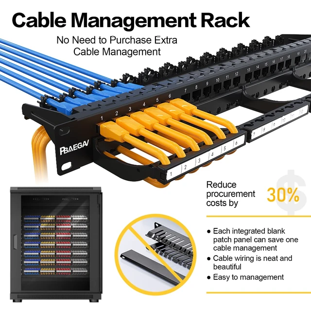 Alt view image 2 of 7 - Patch Panel 24 Port with cat6 UTP Keystone JackEC Listed Front Cable Rack Smart Cable Management for 19 inch Rack Mount (CAT6 Keystone Jack Unshielded)