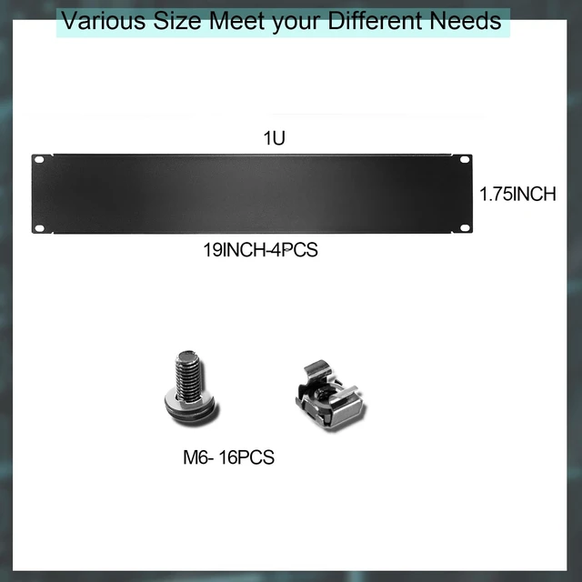 Alt view image 2 of 7 - 1U Blank Panel, 19 Inch Rack Mount Cable Management Panel Spacer W/Brush for Server Network Rack Enclosure Cabinet (4pcs)