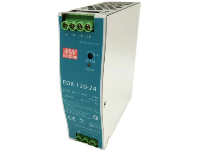 Alt view image 6 of 6 - Mean Well EDR-120-24 Single Output DIN Rail Power Supply 24V 5 Amp 120W