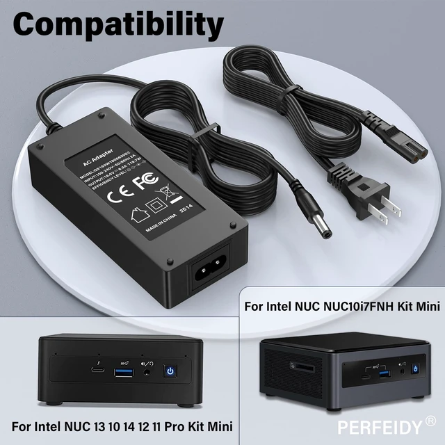 Alt view image 3 of 7 - 19V 6.3A 120W Power Cord Charger for Intel NUC 13 10 14 12 11 Pro Kit Mini | Adapter Power Supply for Intel NUC NUC10i7FNH Replacement PERFEIDY