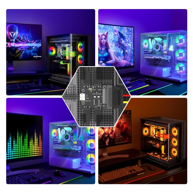 Alt view image 7 of 7 - 5V 3PIN A-RGB Fan Controller, 5V Lighting Controller, Computer Atmosphere RGB LED Synchronization Controller for Desktop PC