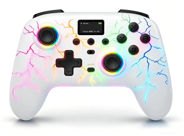 Main image of Morostron Wireless Controller for PC and Steam Games, Switch/Switch 2/iOS/Android Compatible, Interactive Screen, Hall Sticks, RGB, 800mAh, Off-white