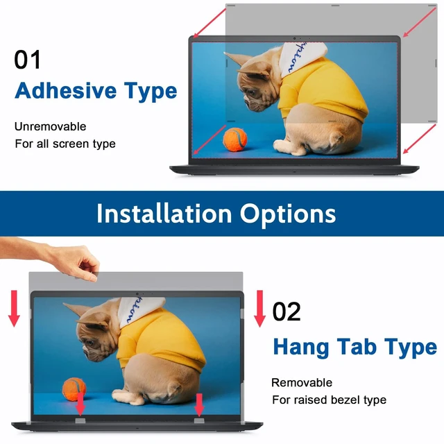 Alt view image 5 of 7 - IPROKKO Laptop Privacy Screen 16 Inch 16:10 Aspect Ratio Computer | Removable Anti Glare&Scratch, Blue Light Filter Privacy Shield, Spy Protector for 1920x1200 HP Dell Lenovo Acer Asus Thinkpad