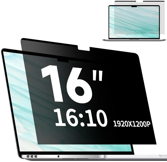 Main image of Magnetic Laptop Privacy Screen 16 Inch 16:10, Removable Matte Anti Glare Blue Light Filter - Computer Privacy Shield for 16" with 1920x1200 Resolution Laptop