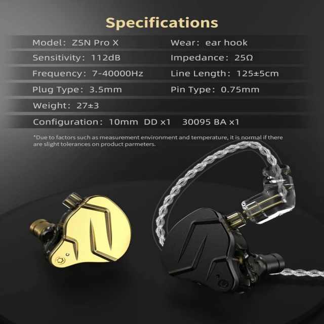 Alt view image 7 of 7 - KZ ZSN PRO X Wired Earbuds, in-Ear Monitor Headphones with Dual Driver-Clear Sound and Ergonomic Custom-Fit Earpieces (S/M/L),Gaming Earbuds,3.5mm Jack for Phones Computer Laptops (Black Without Mic)