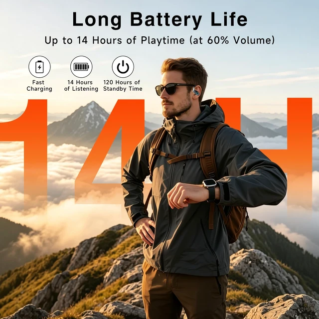 Alt view image 2 of 7 - Earbuds 120 Hrs Bluetooth Headphones Sport with Fast Charging Case | Dual LED Display Deep Bass ENC Earhooks Hi-Res Audio Clear Calls and Mic Easy Button Controls IPX7 Waterproof for Gym/Workout